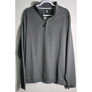 FootJoy Sweater Mens 2XL Gray Ribbed Drop Needle Linned Lifestyle 1/2 Zip Golf‎